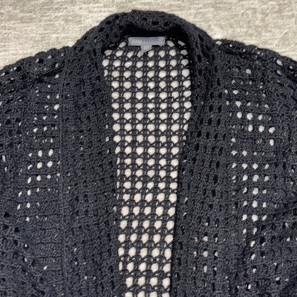XL 14/16 black cardigan swim cover sweater wide knit 3/4 sleeve Jessica London - Picture 2 of 3